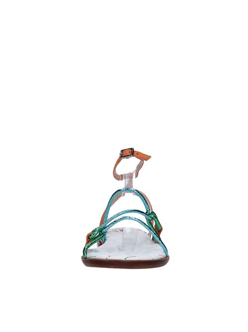 Sandali flat in pelle e camoscio FABI | FD8039B LAS VEGASARANCIO-VERDE-CELESTE
